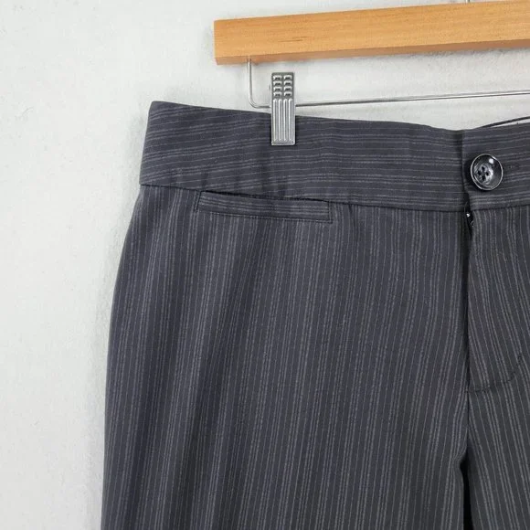 Willow and Clay Pants Womens 12 Black Gray Pinstripe Wide Leg Career Trousers - Picture 2 of 10